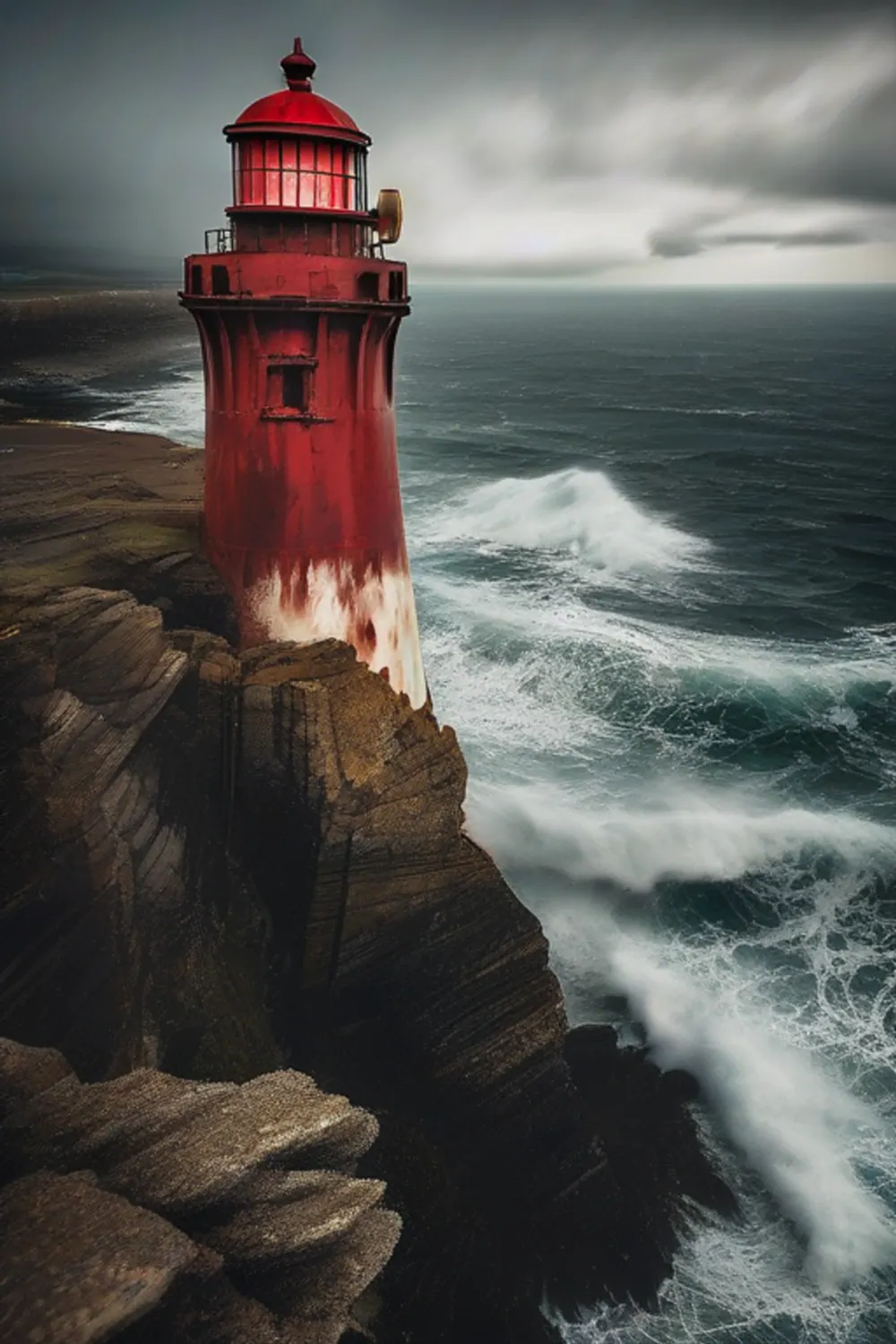 Storm Lighthouse: A Solitary Sentinel's Glow - ai prompt image generator example