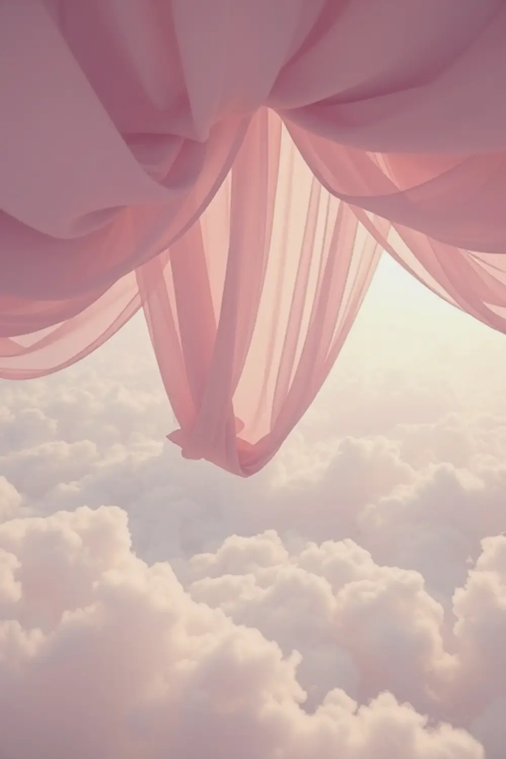 Pastel Dreamscape: Floating Silk Canopy - ai prompt image generator example
